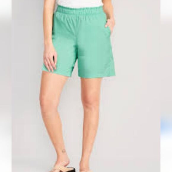 NWT OLD Navy  High-Waisted Poplin Pull-On Shorts 5-inch inseam Subtle Green 2X - Picture 2 of 6